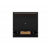 Manhattan Comfort 247BMC82 Camberly 62.36 Floating Entertainment Center with 3 Shelves and Overhead Décor Shelf in  Black and Cinnamon